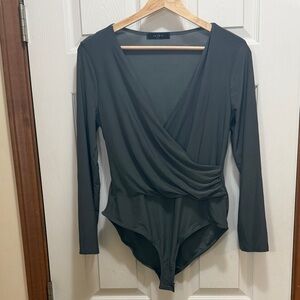 Elegant Dark Gray Long Sleeve Bodysuit